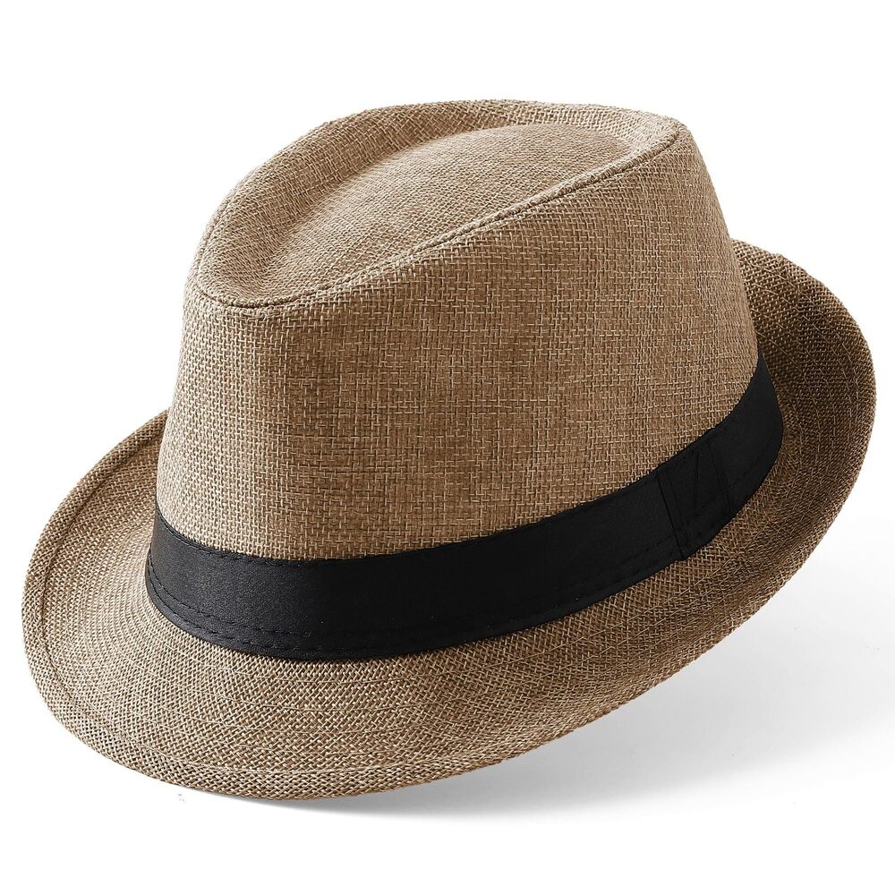 5350 Straw Trilby Fedora Hat -1920s Felt Panama Hat Short Brim Summer Cap